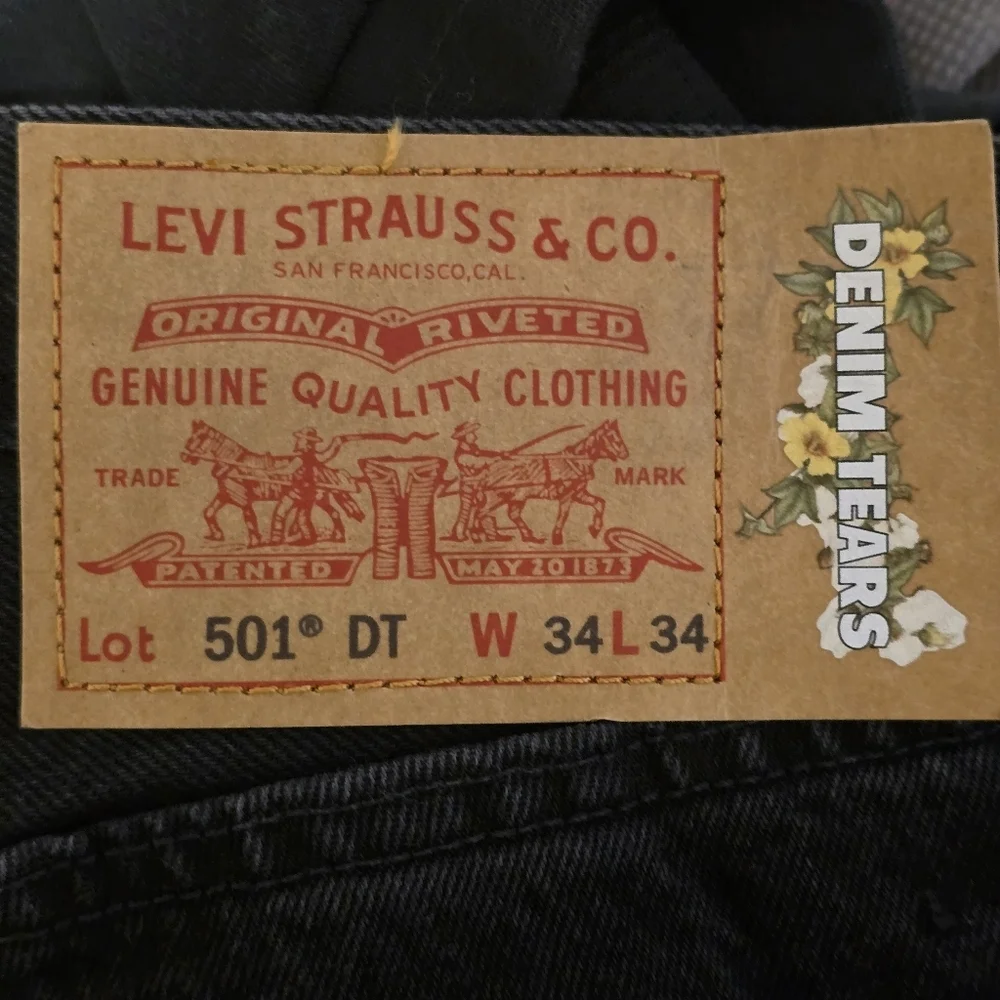 NWOT Denim Tears + Levi 501 DT Black Straight Leg Jeans Mens 34x34 Button Fly
